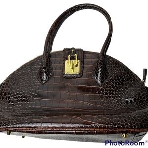 ABIGAIL RIGGS FAUX-ALLIGATOR BAG PURSE BROWN SATCHEL SHOULDER HANDBAG MS ANTHONY